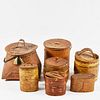 Grp: 7 Birch Bark Lidded Containers