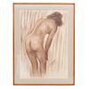 Ignacio Beteta. Mujer desnuda. Firmado y fechado '81. Sánguina sobre papel. Enmarcado. 96 x 69 cm.