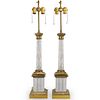 Pair of Bronze and Cut Crystal Table Lamps