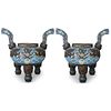 (2 Pc) Palace Sized Chinese Cloisonne Censors