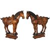 Life Sized Oriental Carved Wood Horse Sculptures
