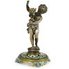 French Silver Bronze Figural Candlestick