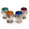 (4 Pc) Gorham Sterling and Enamel Cordial Cups