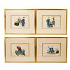 Set of Four Chinese Watercolor Paintings