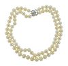 18K Gold Diamond Pearl Double Strand Necklace