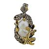 14K Gold Sterling Red Stone Baroque Pearl Pendant