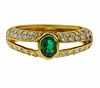 18K Gold Diamond Emerald Band Ring