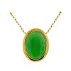 18K Gold Jade Pendant Necklace 