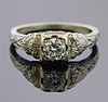 Art Deco 18K Gold Diamond Engagement Ring