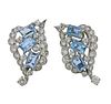 1950s Platinum Aquamarine Diamond Earrings 