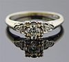 1940s 14K Gold Palladium Diamond Engagement  Ring