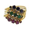 Antique 14k Gold Sapphire Ruby Emerald Harem Ring 