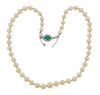 Art Deco Platinum Green Stone Diamond Pearl Necklace 