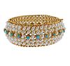 14K Gold Pearl Turquoise Bangle Bracelet