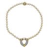 18K Gold Pearl Diamond Heart Pendant Necklace