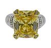 Judith Ripka 18k Gold Sterling Diamond Canary Crystal Ring