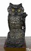 J. & E. Stevens cast iron Owl Turns Head mechanical bank, ca. 1900, 7 1/2'' h.