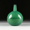 A GREEN NUUTAJARVI NOTSJO ART GLASS VASE, BY KERTTU NURMINEN, FINLAND, MODERN,