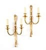 A PAIR OF NEO-CLASSICAL STYLE GILT BRONZE TWO LIGHT WALL SCONCES, 20TH CENTURY,