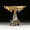 A PHILADELPHIA EXHIBITION EGYPTIAN REVIVAL GILT ELECTROPLATED AND CHAMPLEVÉ ENAMELED BRONZE TAZZA, ENGLISH, BY ELKINGTON & CO, 1876,