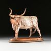 RONALD REED (American 20th Century) A SCULPTURE, "Texas Longhorn Bull,"