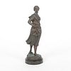 MAX LINDENBERG BRONZE SCULPTURE, WOMAN WITH FLOWERS