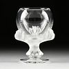 A LALIQUE FROSTED AND CLEAR CRYSTAL "BAGHEERA" VASE, FRANCE, MID 20TH CENTURY,