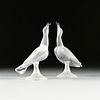 A PAIR OF LALIQUE FROSTED AND CLEAR CRYSTAL SEAGULL BIRD FIGURINES, "Chloe" AND "Daphnis", LATE 20TH CENTURY,