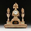 A PROVINCIAL NEOCLASSICAL PARCEL GILT AND PAINTED WOOD MANTLE CLOCK, WORKS BY VINCENTI & CIE, MID 19TH CENTURY,