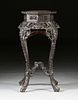 A CHINESE REPUBLIC PERIOD MARBLE TOPPED AND CARVED HARDWOOD PEDESTAL STAND, 1912-1949,