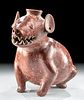 Colima Redware Dog Vessel w/ Spout & Toothy Grin