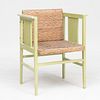 Hans Vollmer Green Painted and Caned Armchair