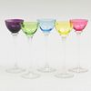 Set of Five Josef Hoffmann Colored Glass Cordial Glasses