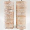 Pair of Cylindrical Wood Lamps