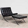 Mies van der Rohe Chrome and Leather 'Barcelona' Chair and Ottoman, for Knoll