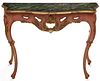 A FRENCH LOUIS XV STYLE FAUX MARBLE CONSOLE