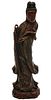 A LATE 18TH C. CHINESE CARVED WOOD HO-HSIEN KU FIGURE