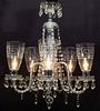 A MID 20TH C. CRYSTAL CHANDELIER WITH ETCHED DECORATION