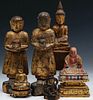 BUDDHIST AND OTHER CARVED AND GILDED WOOD FIGURES
