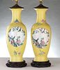 A PAIR CHINESE EXPORT PORCELAIN VASES AS TABLE LAMPS