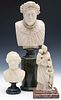 MARBLE AND ALABASTER BUST AND FUGURAL CARVINGS C 1900