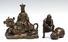 A 20TH CENTURY BUDDHIST BRONZE FIGURE, PLUS ANOTHER