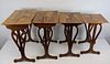 Galle Signed Set Of Inlaid Nesting Tables.