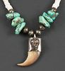 NAVAJO Turquoise, Bear Claw, Sterling Necklace