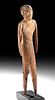 Egyptian Painted Gesso / Wood Striding Servant Figure
