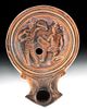 Superb Roman Terracotta Oil Lamp - Two Gladiators