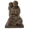 TÓMAS CHÁVEZ MORADO, Madre e hija ("Mother and Daughter"), Signed & dated 57, Bronze sculpture, 11.8 x 8.2 x 11" (30 x 21 x 28 cm)