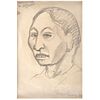 DIEGO RIVERA, Cabeza de mujer ("Woman's Head"), Signed and dated 50, Graphite pencil on paper, 5 x 3.5" (13.2 x 9 cm), w/document
