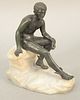 Bronze figure of a nude man with winged sandals, a symbol of the Greek Messenger God Hermes. ht. 8 in.