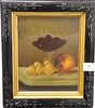 Still life of fruit and a glass compote, oil on canvas, 19th century or earlier. 10" x 8". Provenance: The Estate of Ed Brenner, Short Hills N.J.